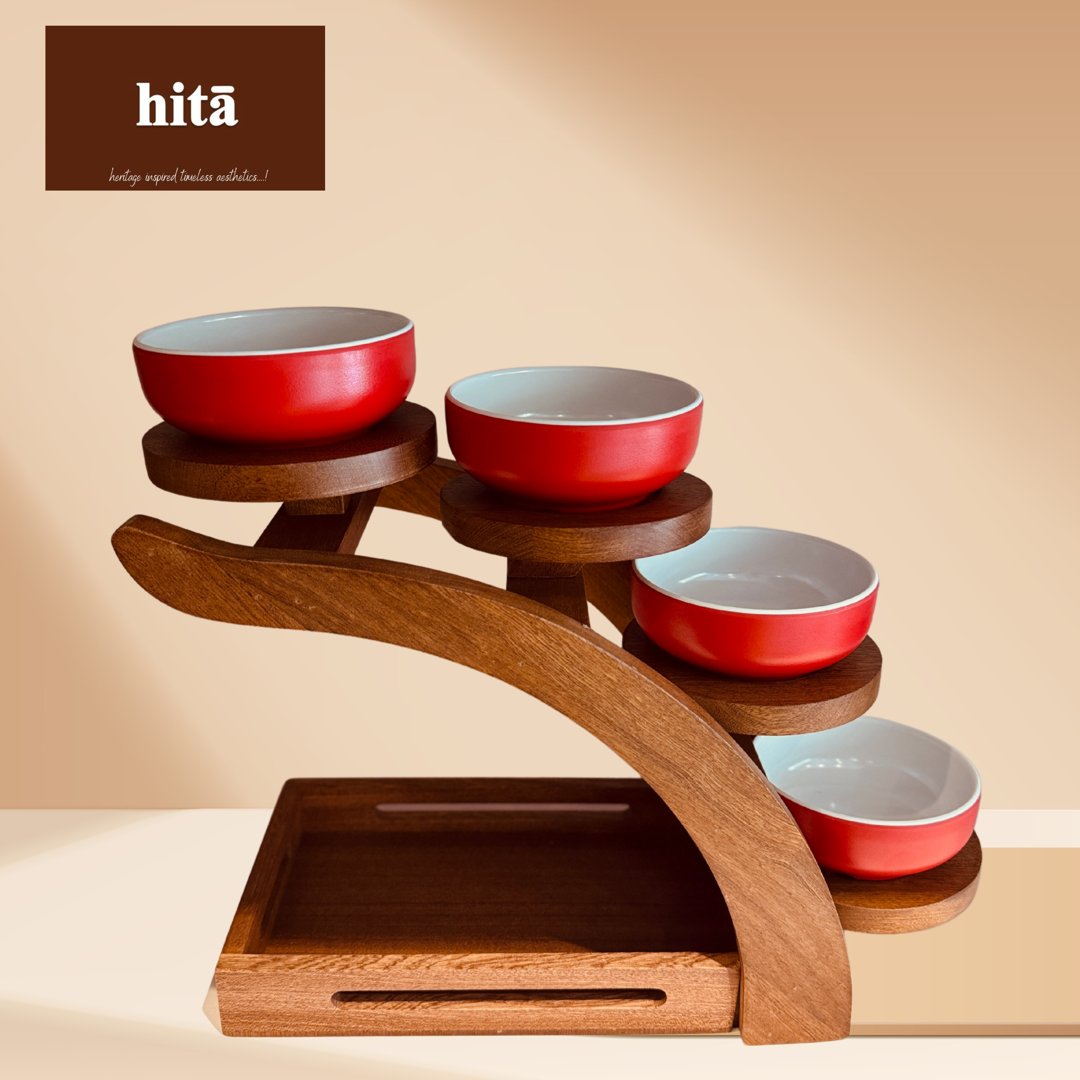 STEP UP WOODEN SNACK STAND WITH ACRYLIC BOWL