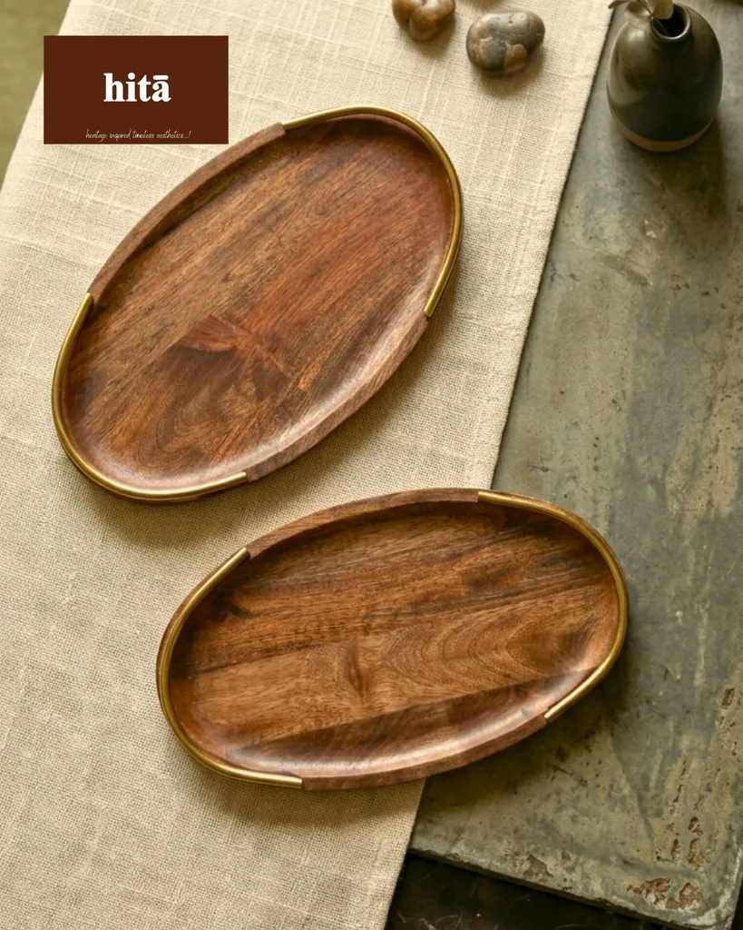 Golden Arc Wooden Tray